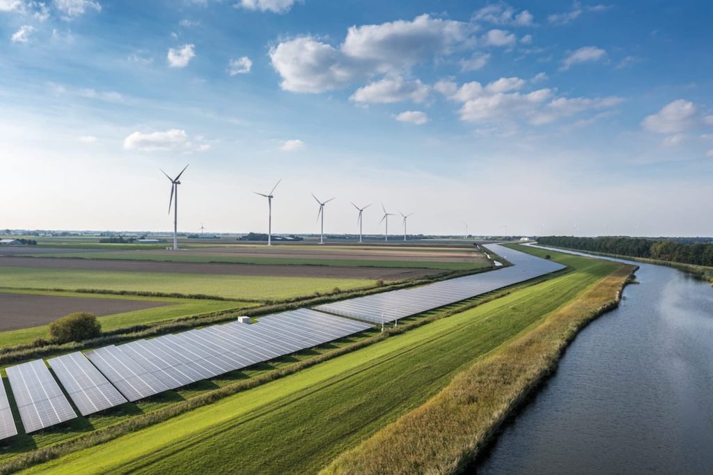 Wind turbines and solar panels